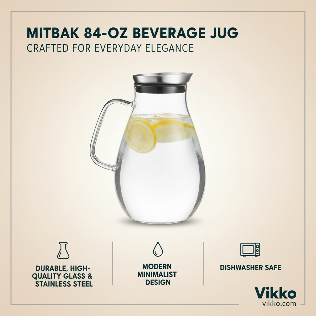 Mitbak - Glass Pitcher with SS Lid, 2.5L