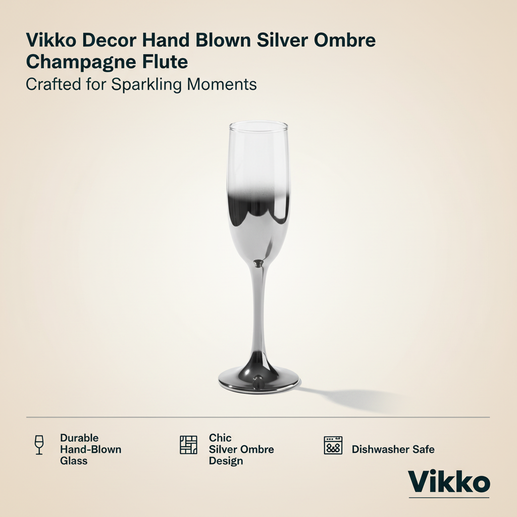 Vikko - Hand Blown Silver Ombre Champagne Flute 7 oz