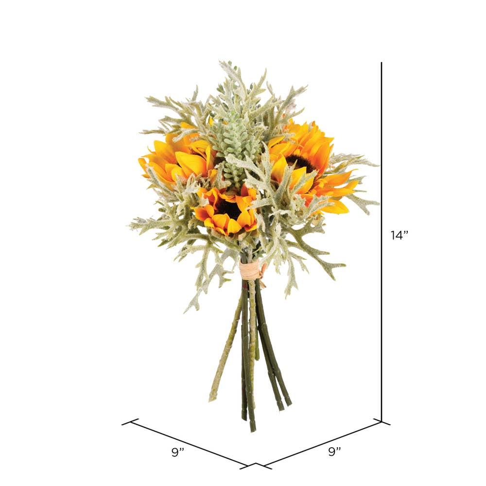Vickerman 14" Yellow Sunflower Succulent Bouquet