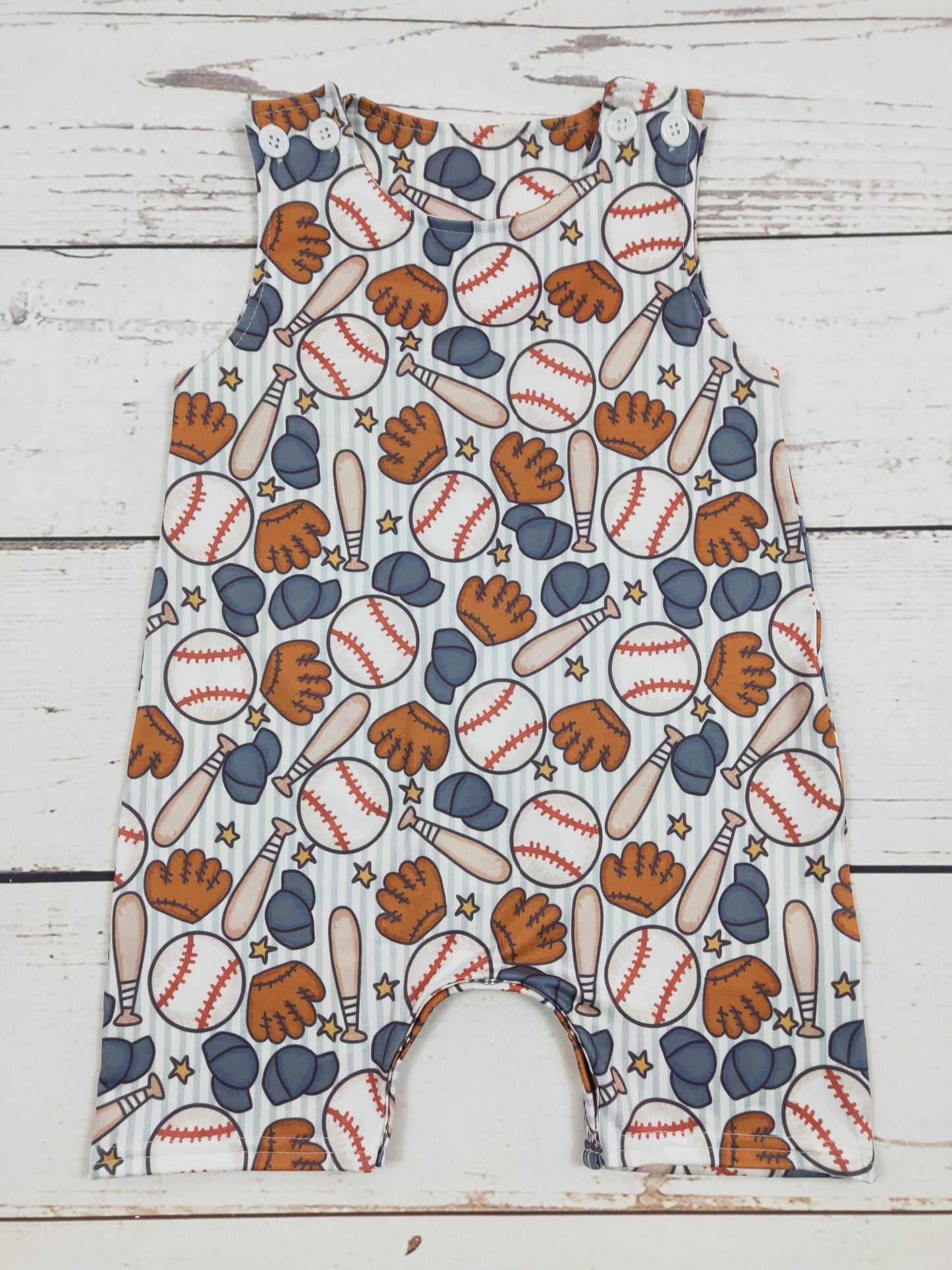 Baseball Printed Baby Boy Romper: 3-6M