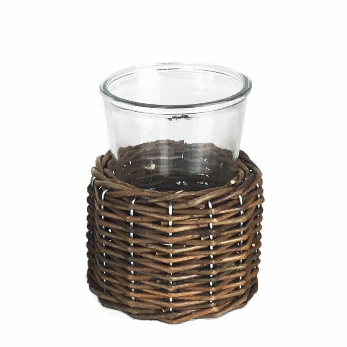 Woven Willow Glass Hurricane Holder: Large