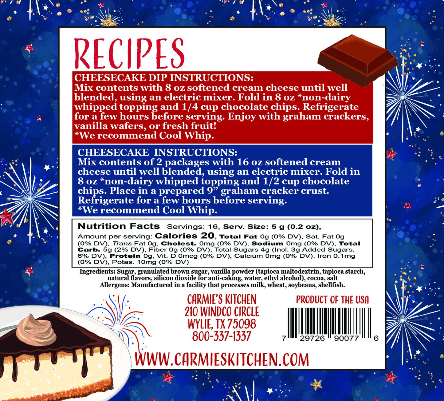 Freedom Fudge Cheesecake Dip Mix - Americana Collection