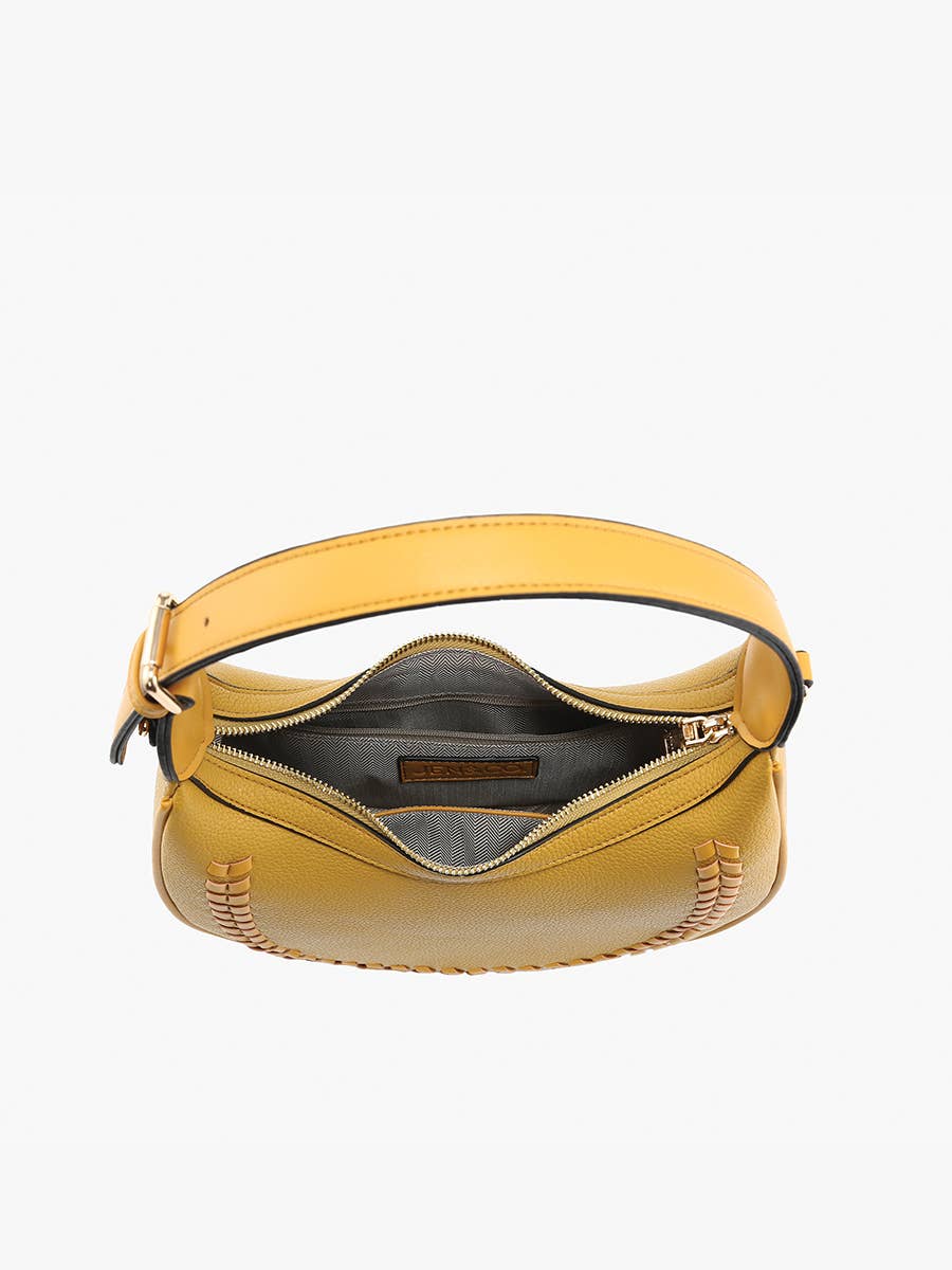 Tristan Shaped Whipstitch Shoulder Bag/Satchel: Warm Grey