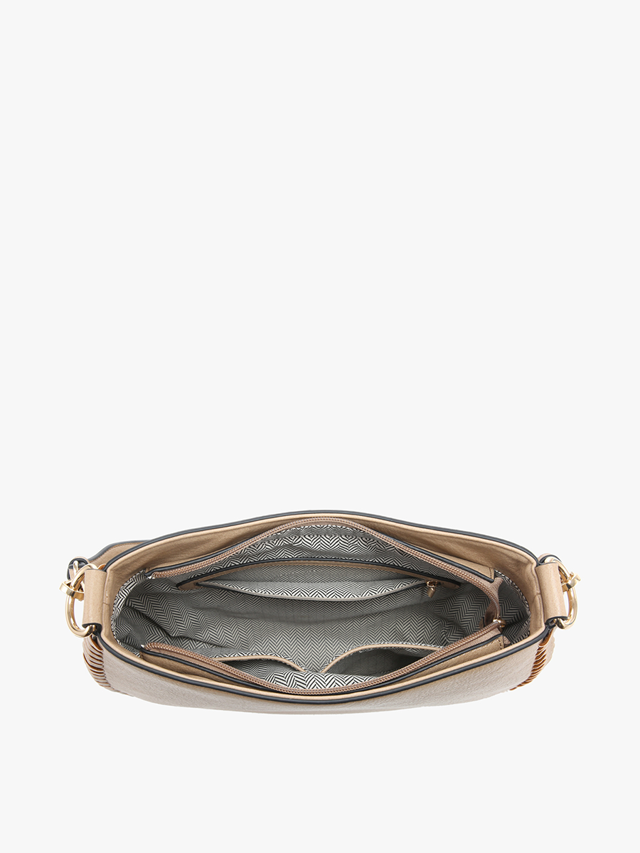 Raquel Whipstitch Trim Crossbody/Saddle Bag: Mauve