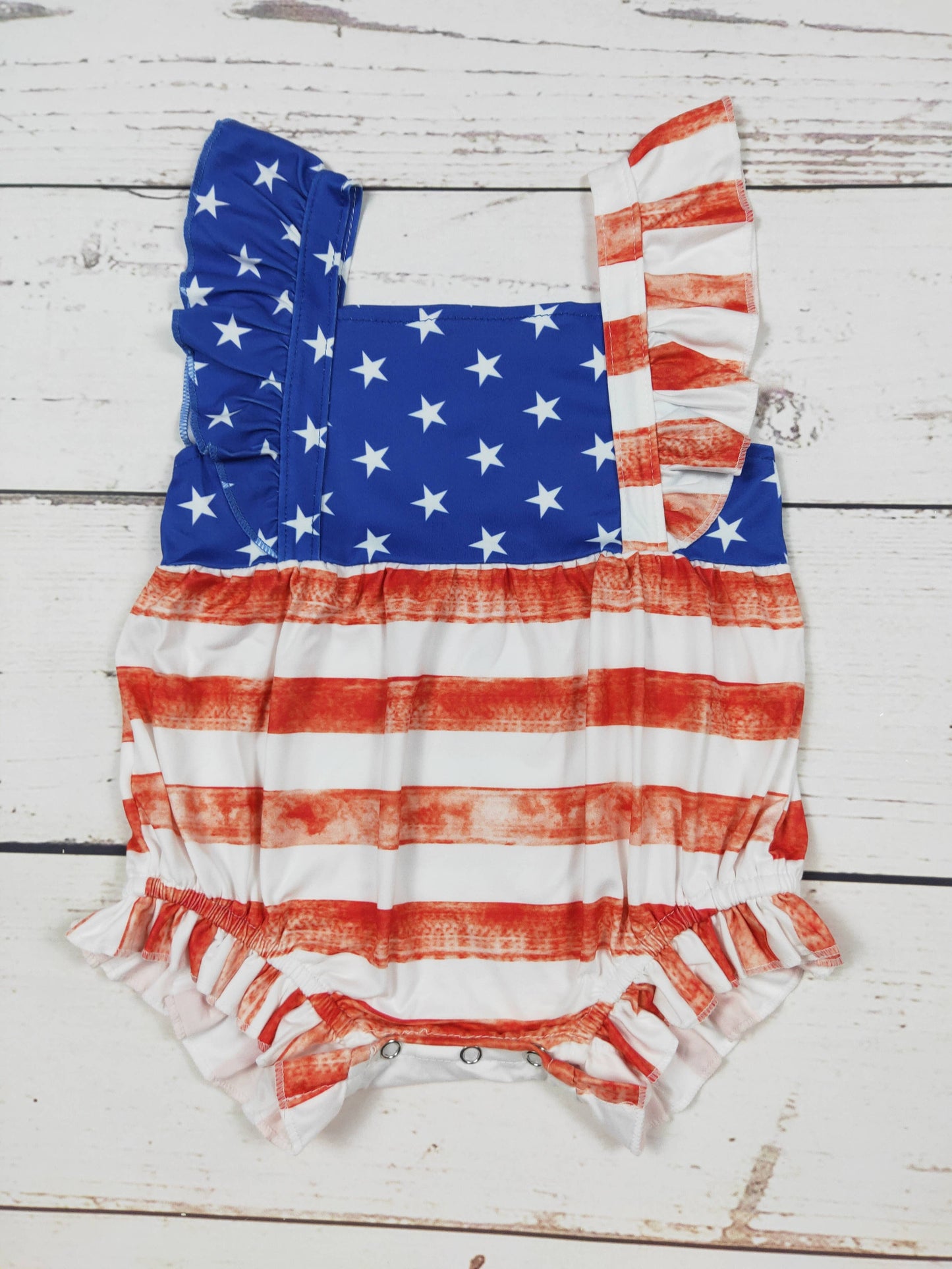 Stars And Stripes Baby Print Fourth of July Bubble: 3-6M