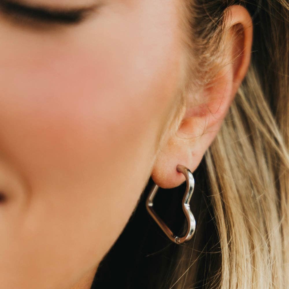 Love On My Mind Heart Hoop Earrings - Gold