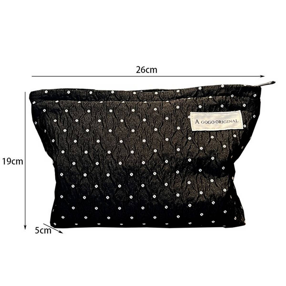 Polka Dot Black Cosmetic Bag Travel Pouch