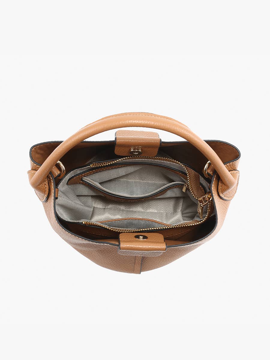 Farrah Bucket Bag w/ Top Handle & Inner Bag: Espresso