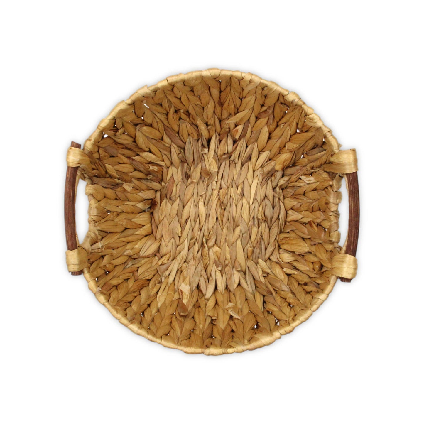 Laelia Woven Water Hyacinth Basket with Side Wood Handles