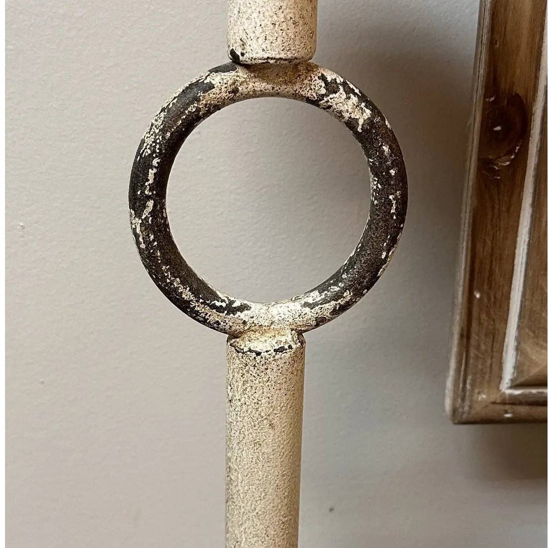 Antique Wrought Iron Candle Holder: Large