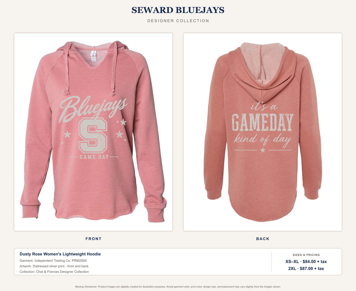 Women's Designer Light Weight Hoodie (Dusty Rose)- Seward