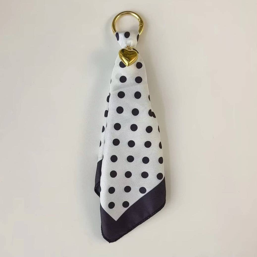 Etta Scarf Bag Charm: Black Polka Dot