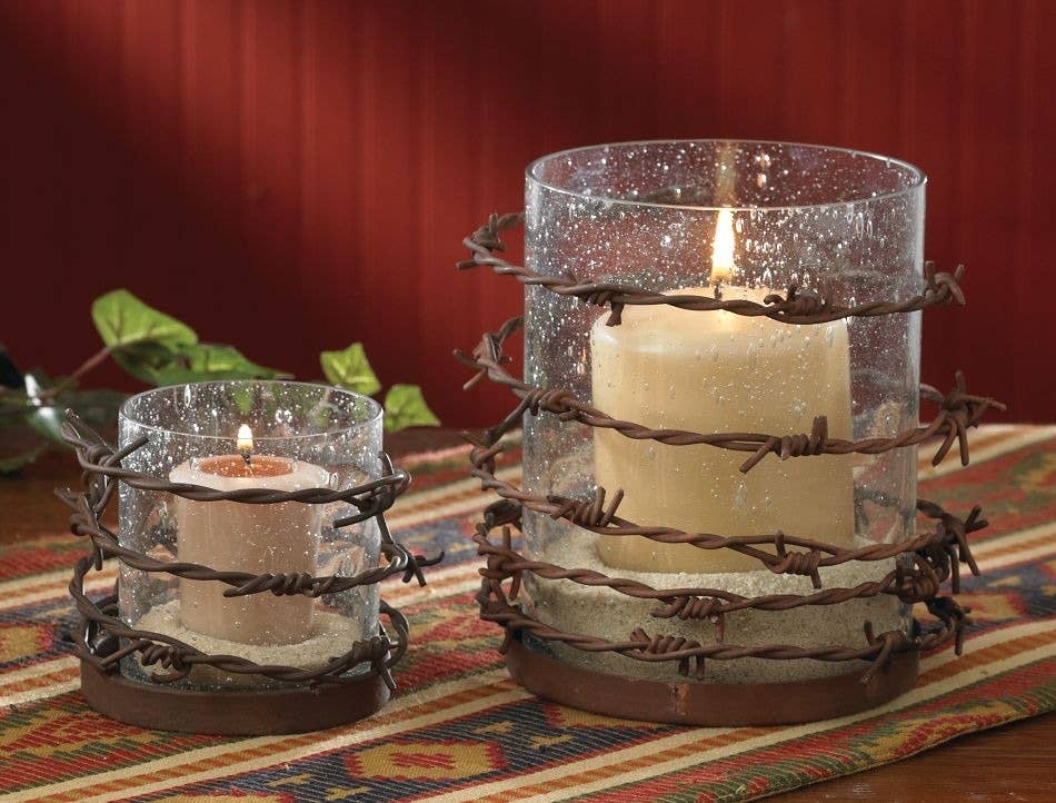 Barbed Wire Pillar Candle Holder