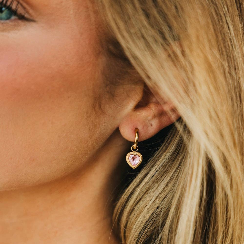 Aphrodite Heart Dangle Earrings Gold/Pink