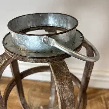 Wood lantern With Metal: Large