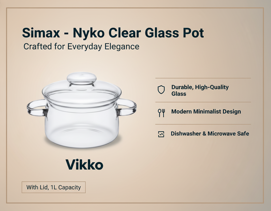 Simax - Nyko Clear Glass Pot, With Lid, 1L