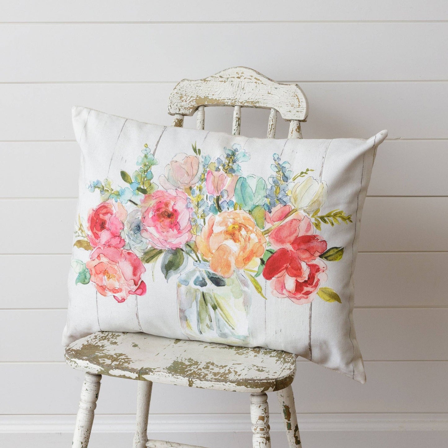 Watercolor Flower Bouquet Pillow