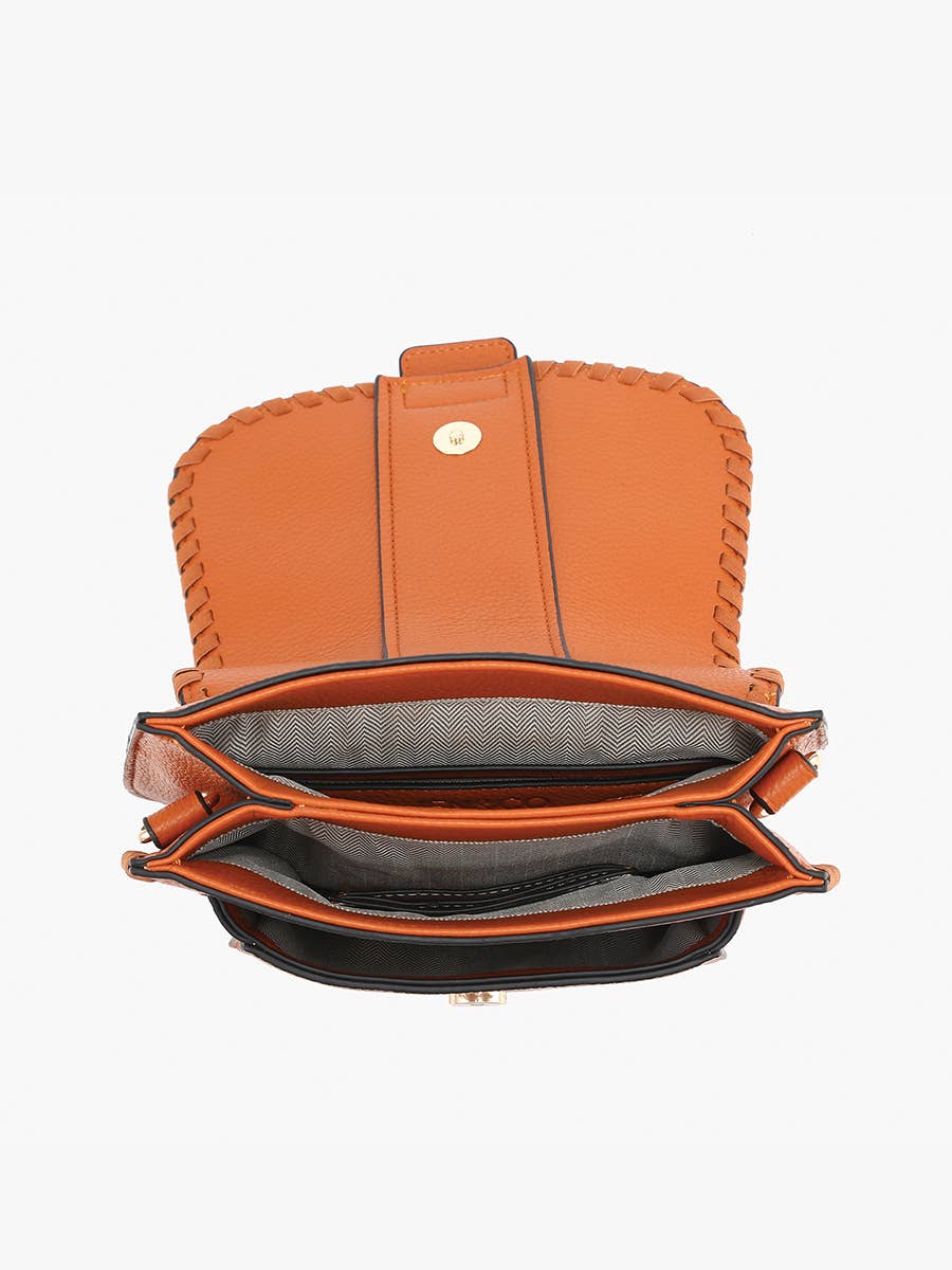 Sandra Buckle Flapover Crossbody: Black