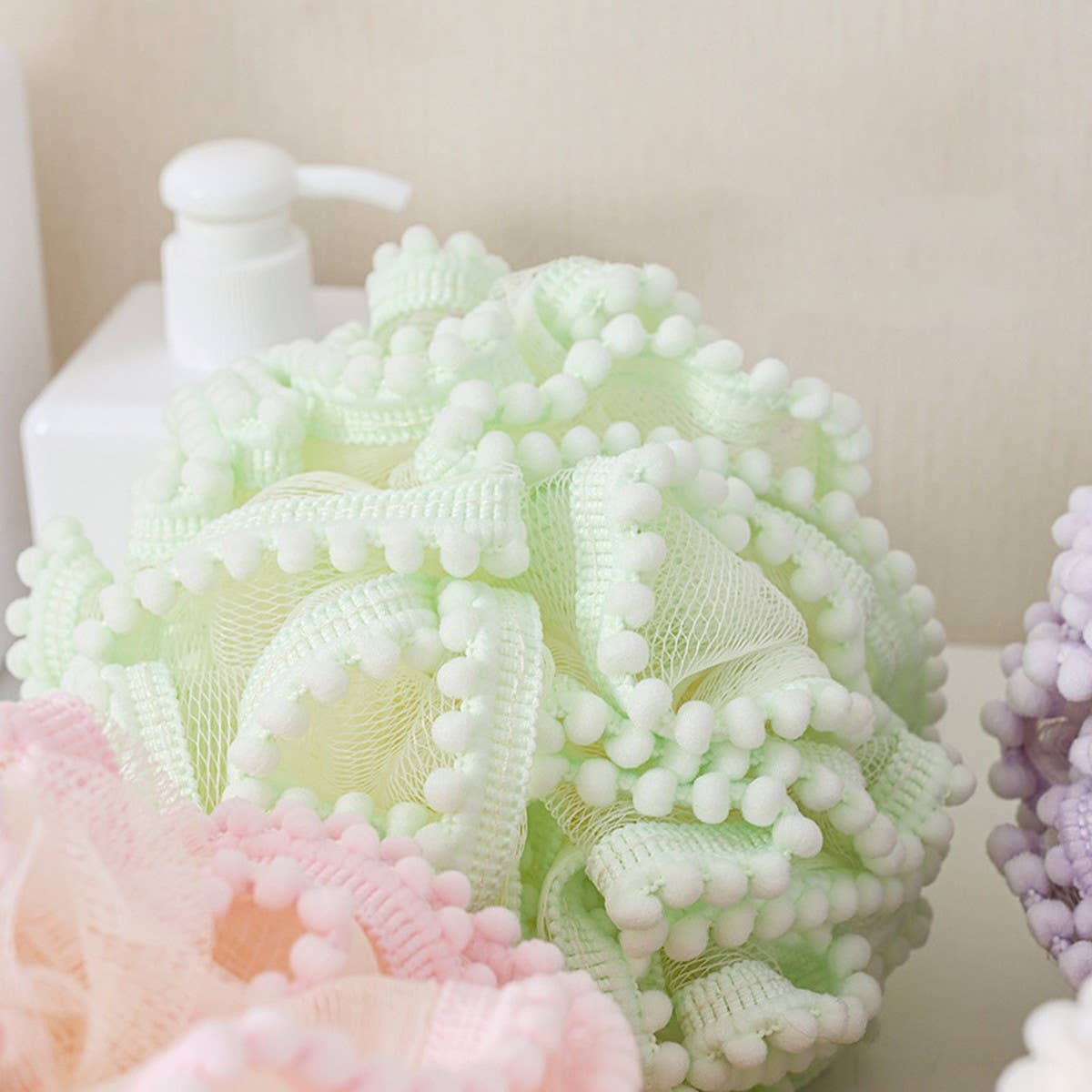 LARGE BATH POUF SUPER SOFT BATH POUF: Green