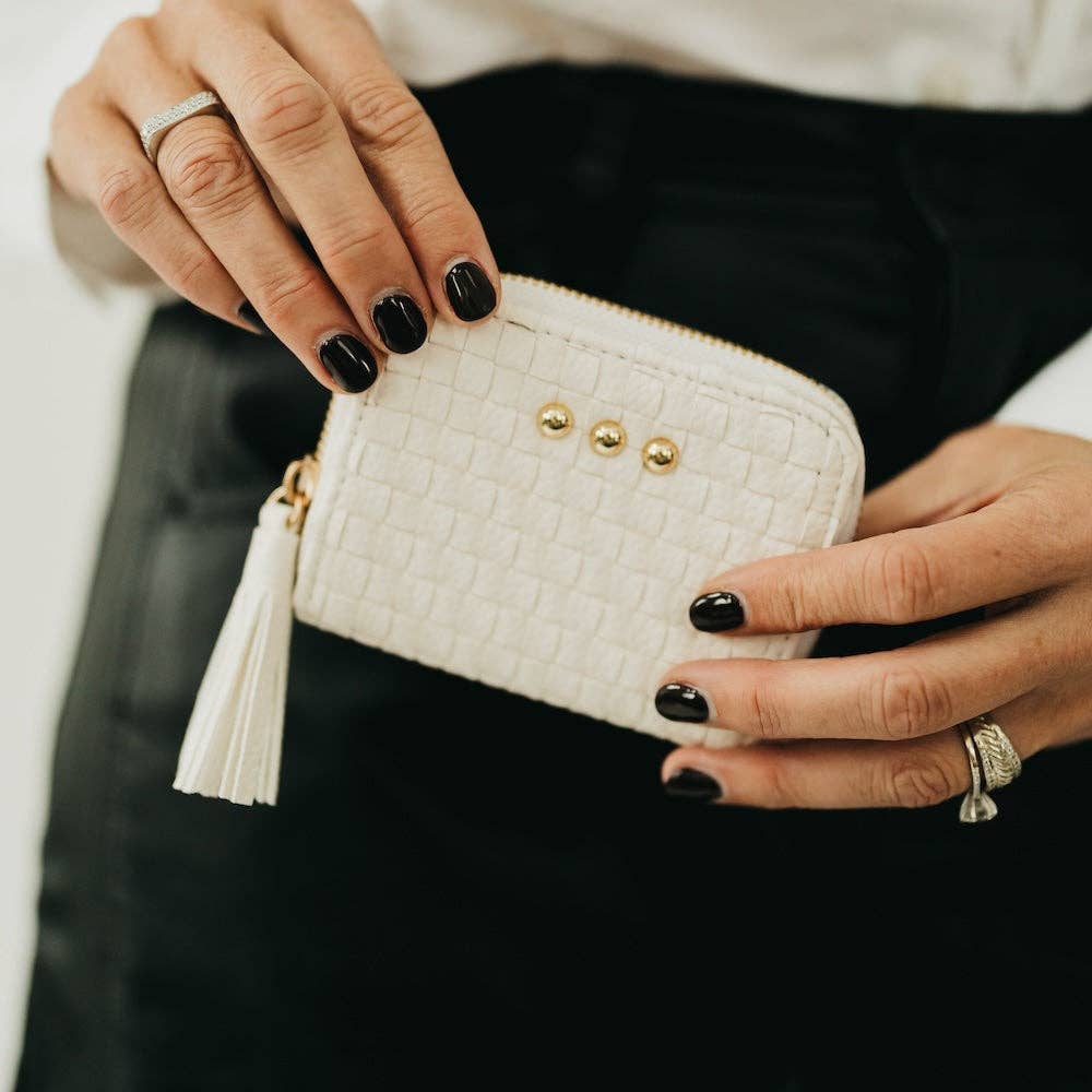 Wynona Woven Wallet: Cream