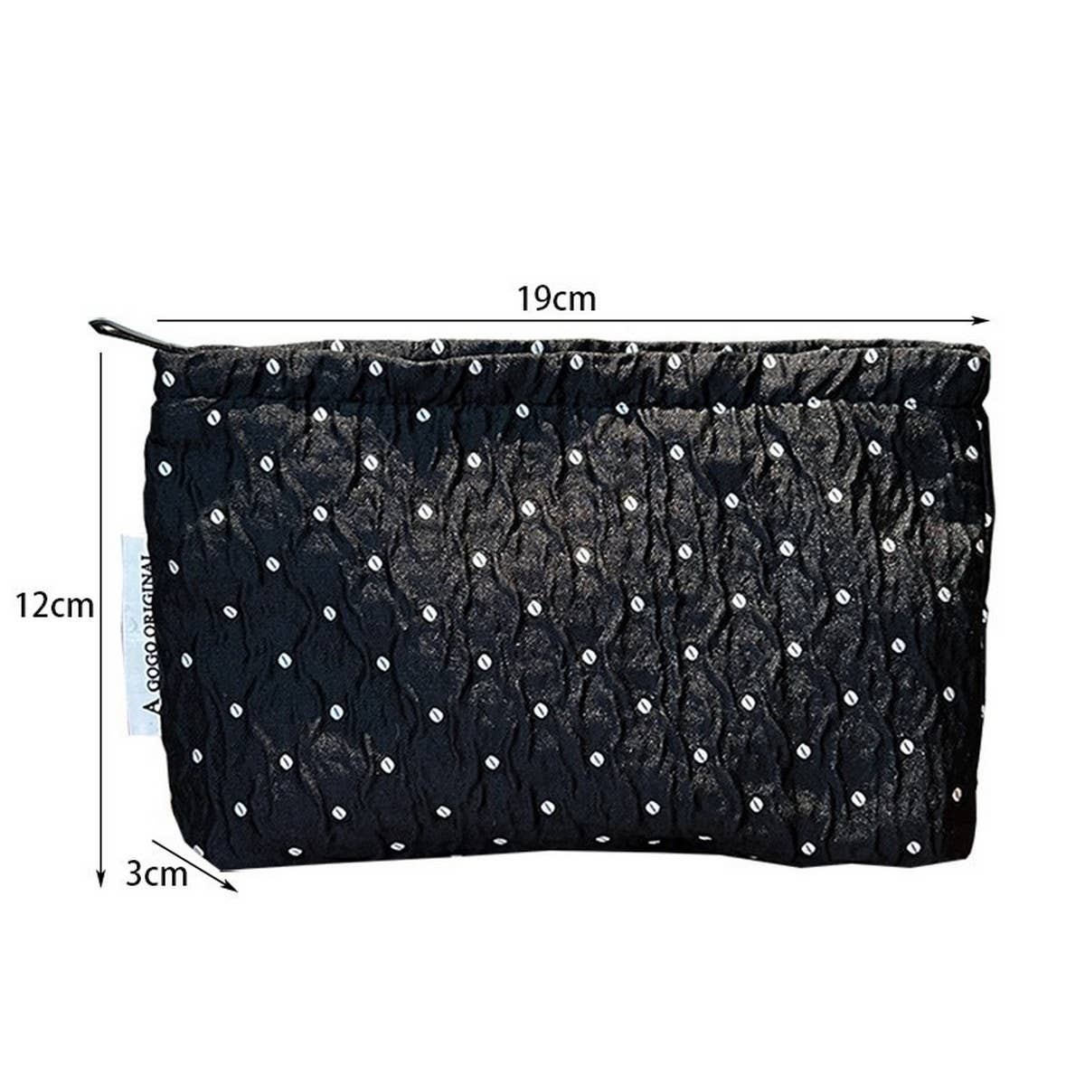 Polka Dot Black Cosmetic Bag Travel Pouch