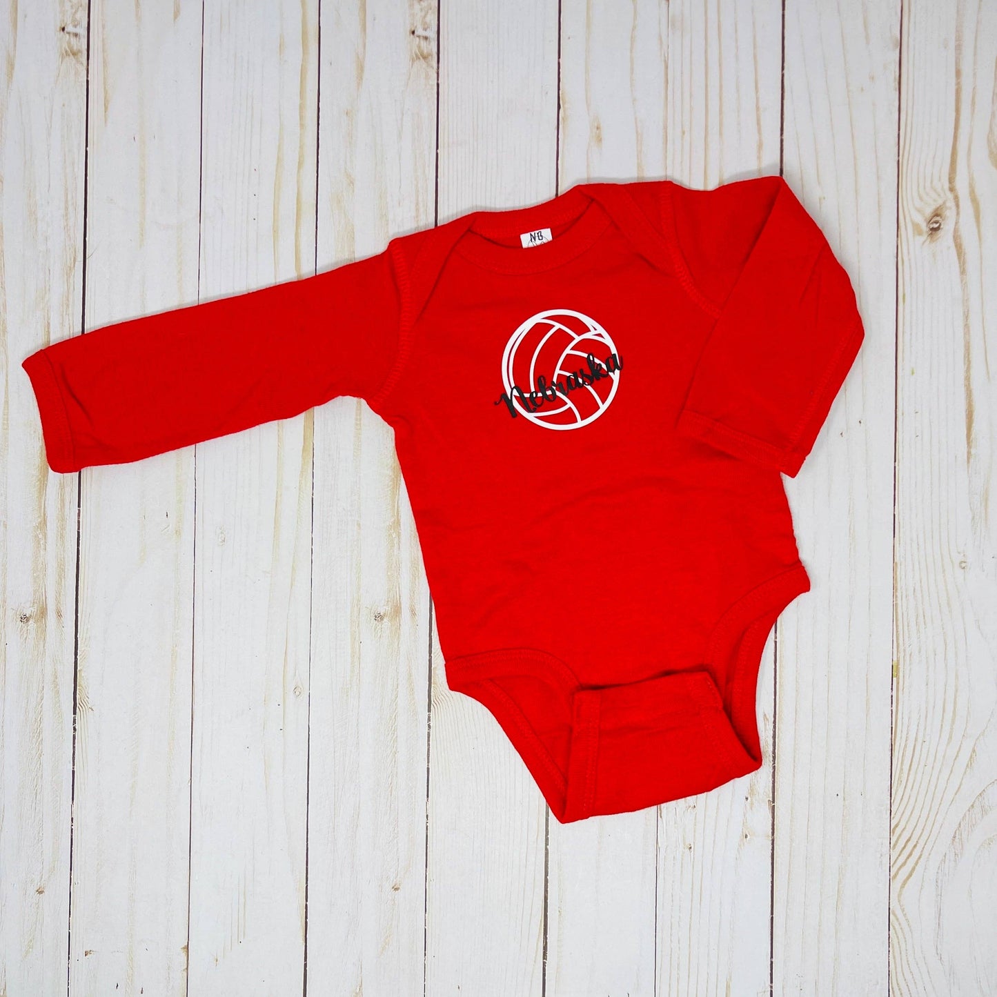 Nebraska Volleyball Longsleeve Onesie: 12 months