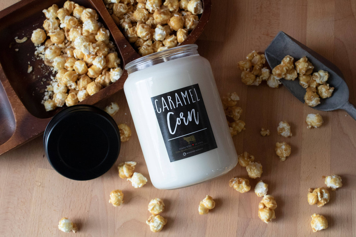 26 oz Farmhouse Jar Fall Candle: Caramel Corn