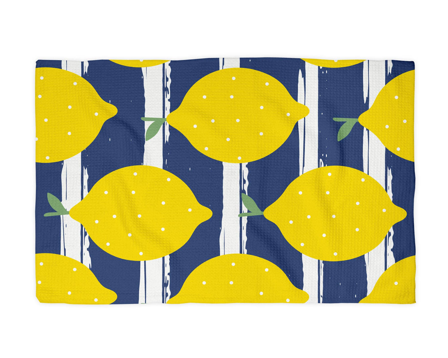 Lemon Stripe Citrus Summer Fruit Market Kitchen Towel Waffle