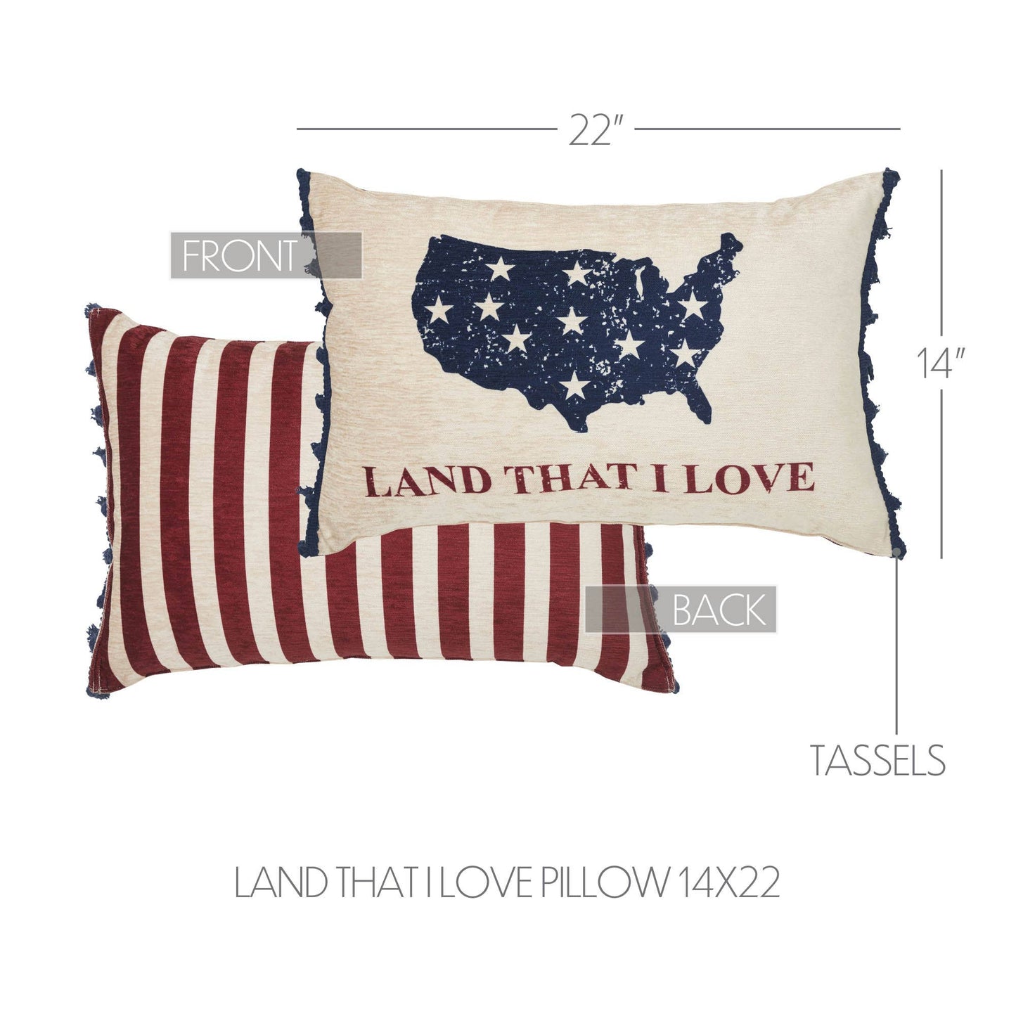 Patriotic Land That I Love Chenille Pillow - 14x22