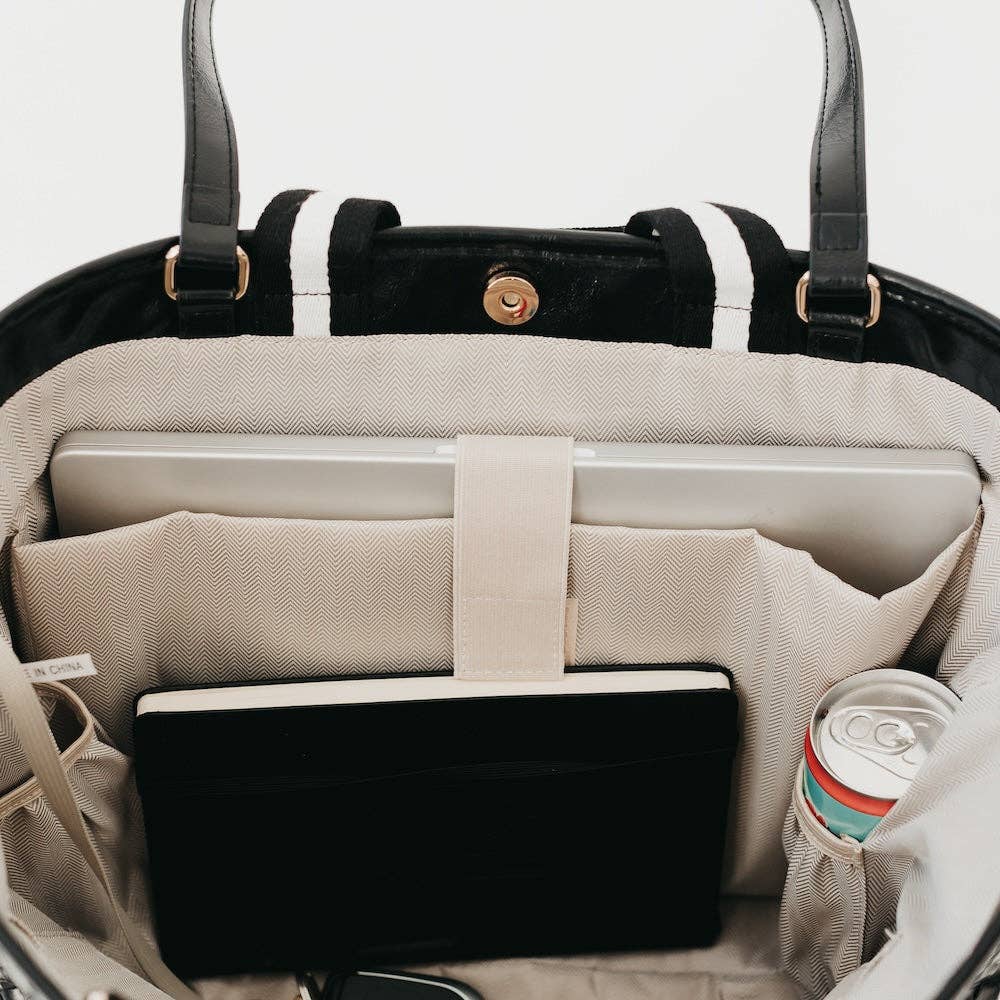 Woven Tiffany Organizer Tote Bag: Checkered Black