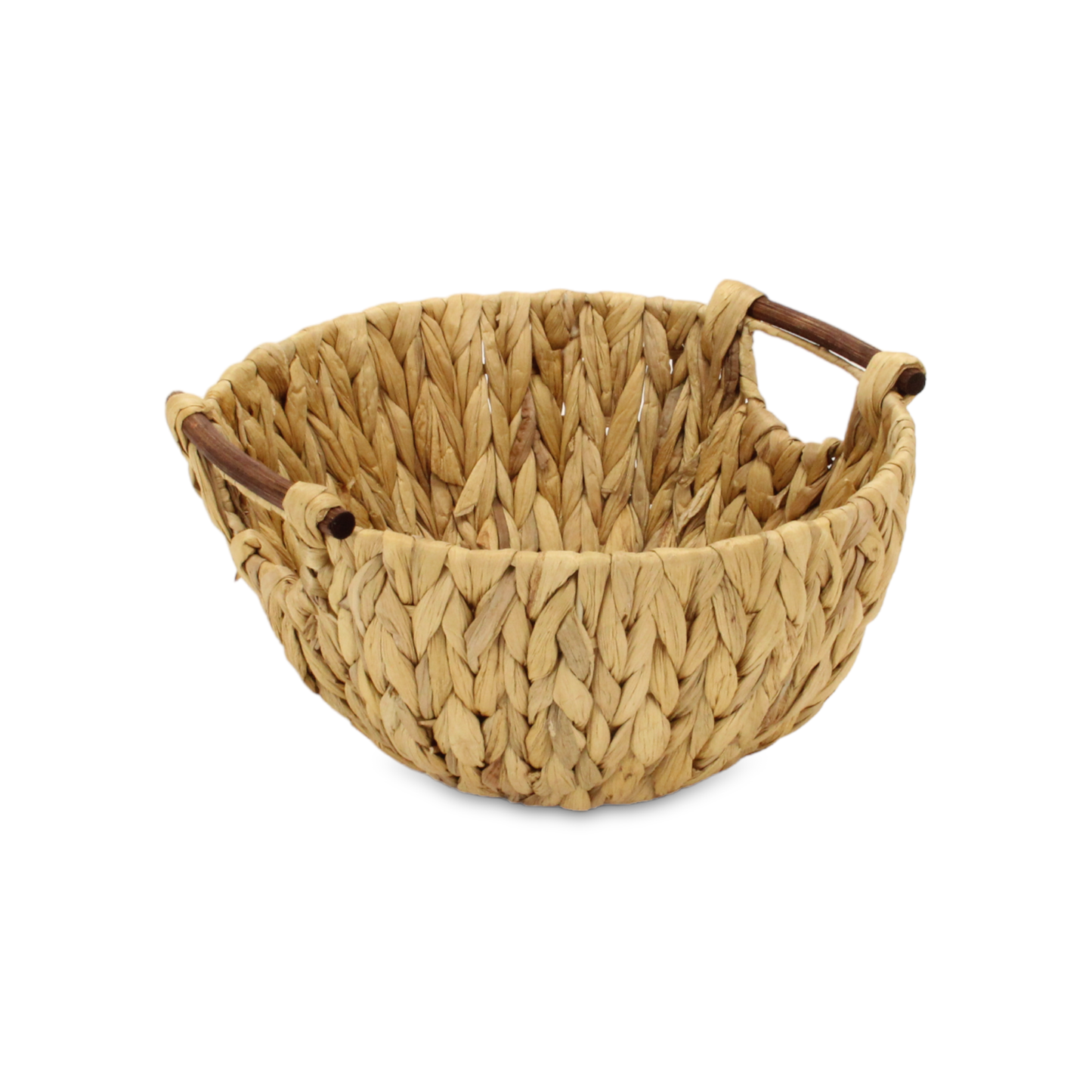 Laelia Woven Water Hyacinth Basket with Side Wood Handles
