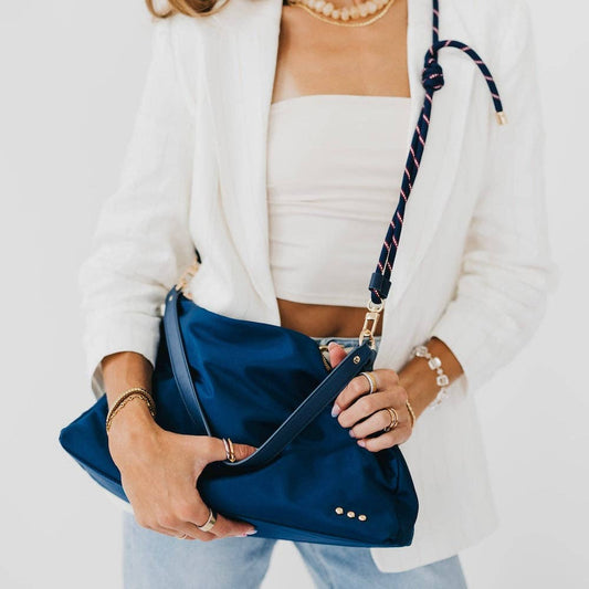 Nikki Nylon Slouchy Shoulder Bag - Navy