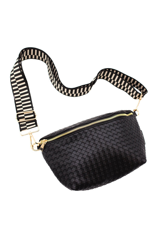 Rory Crisscross Oversized Belt Bag: Black