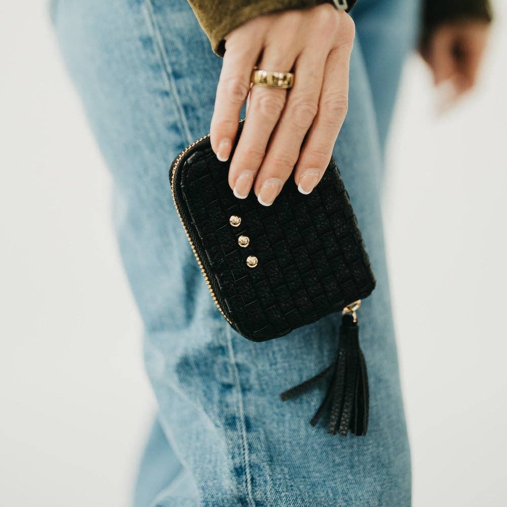 Wynona Woven Wallet: Black