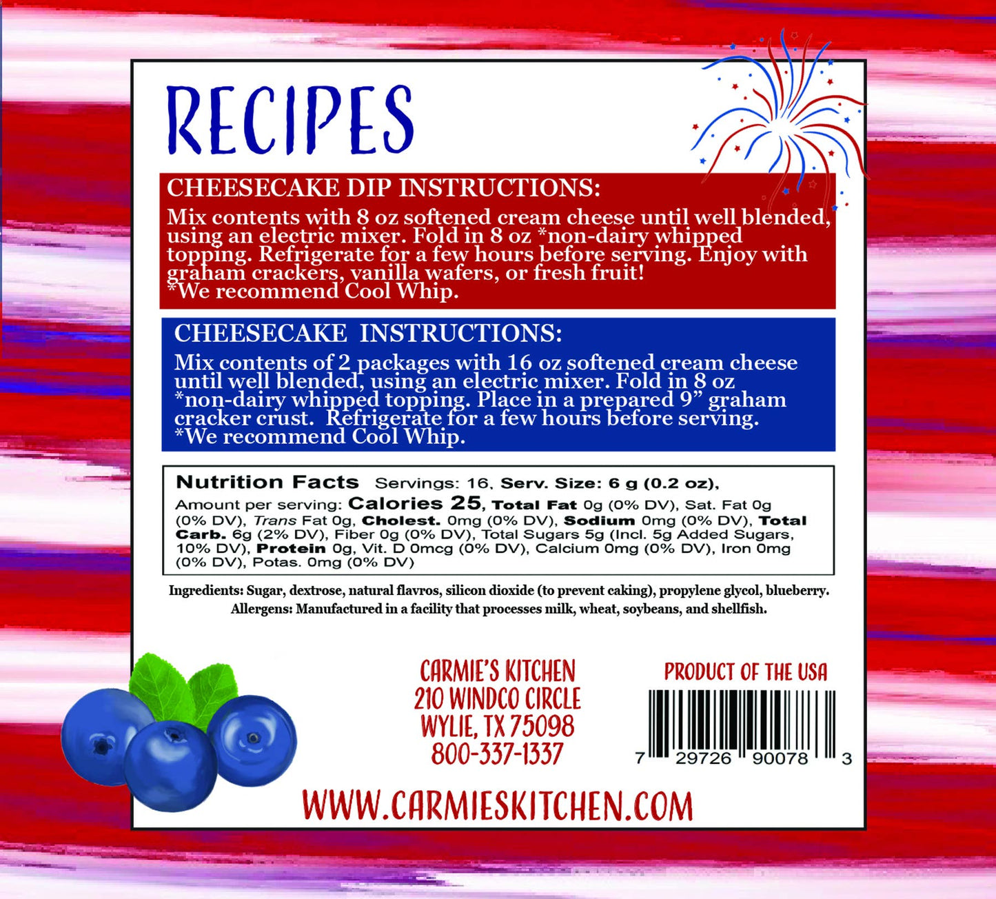 Red White & Blueberries Cheesecake - Americana Collection