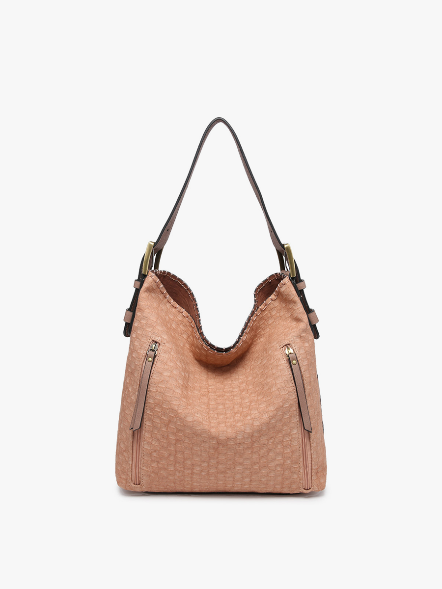 Alexa Checkered 2-in-1 Hobo Bag: Mauve