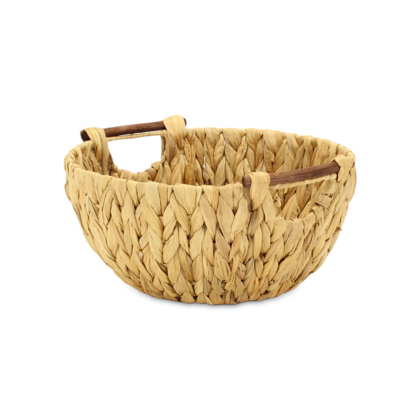 Laelia Woven Water Hyacinth Basket with Side Wood Handles