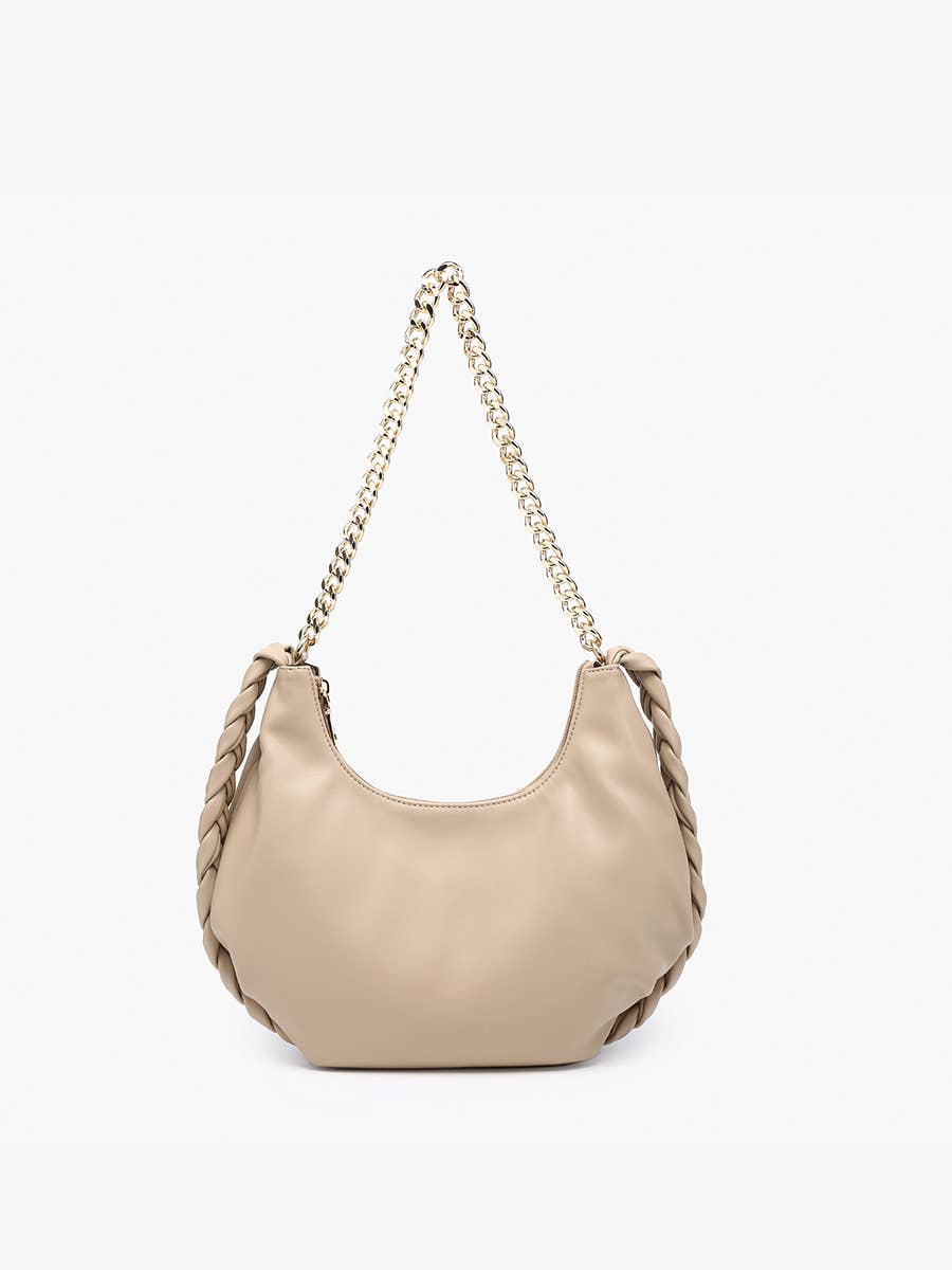 Elliot Braided Detail Satchel w/ Chain Strap Parchment
