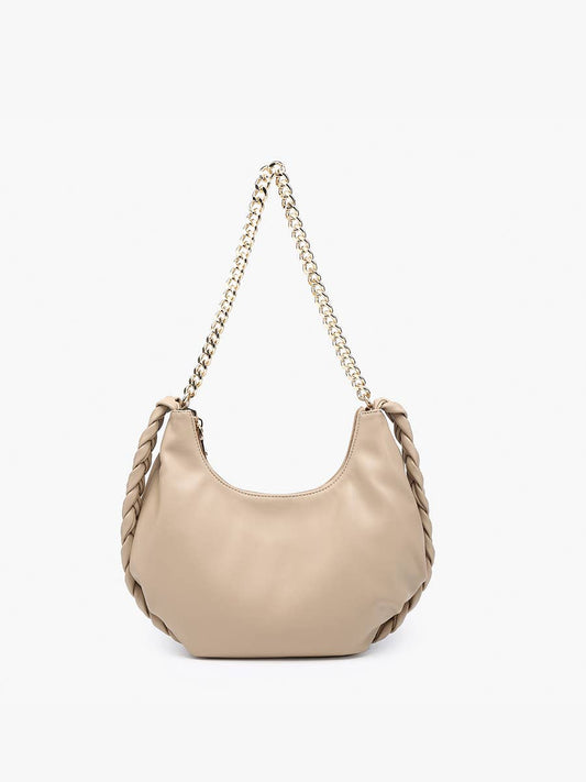 Elliot Braided Detail Satchel w/ Chain Strap Parchment