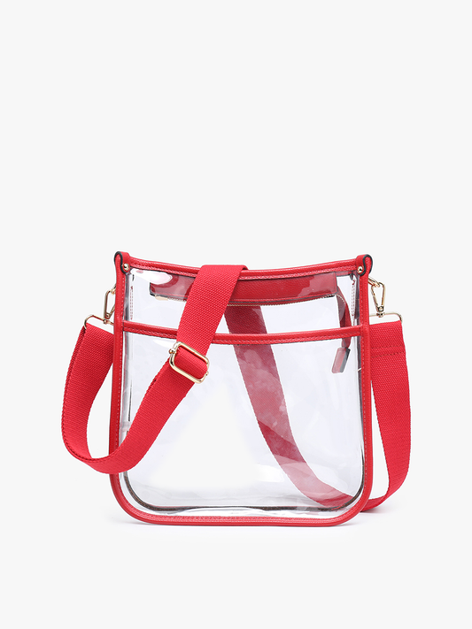 Posie Clear Crossbody w/ Vegan Leather: Red