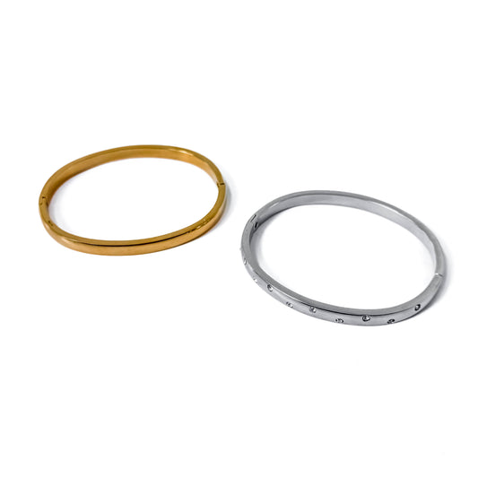 Crystal Hinged Bangle Silver