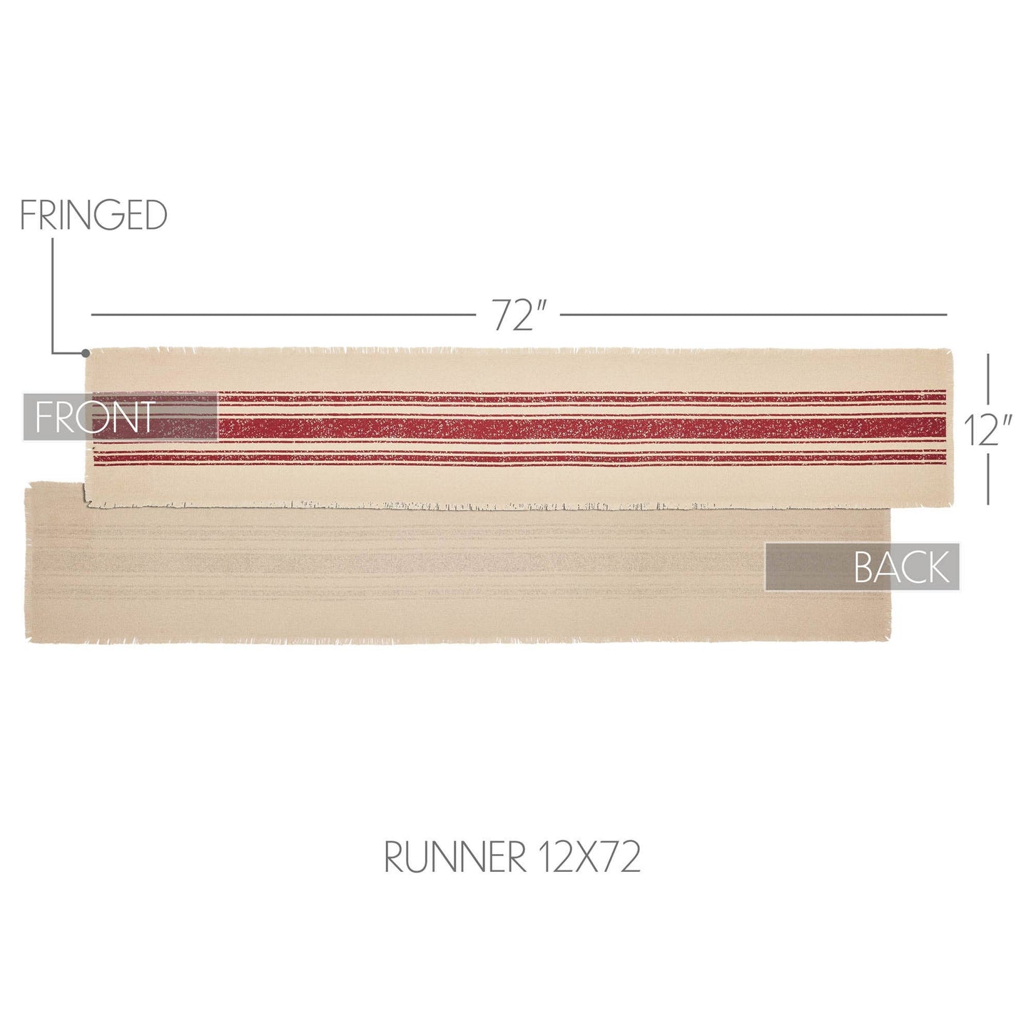 Burlap Red Stripe Runner 12x72
