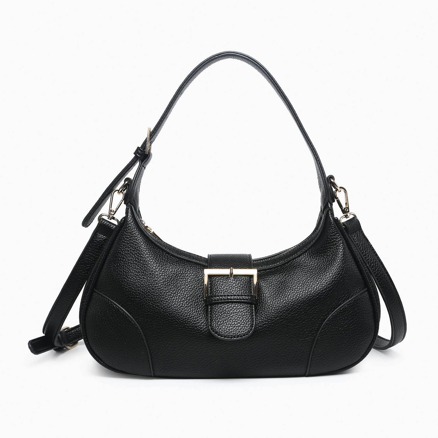 Madrid Buckle Shoulder Bag – Crossbody Style: Black