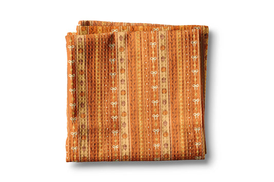 Fall Floral Stripe Blue Pumpkin Towel Waffle