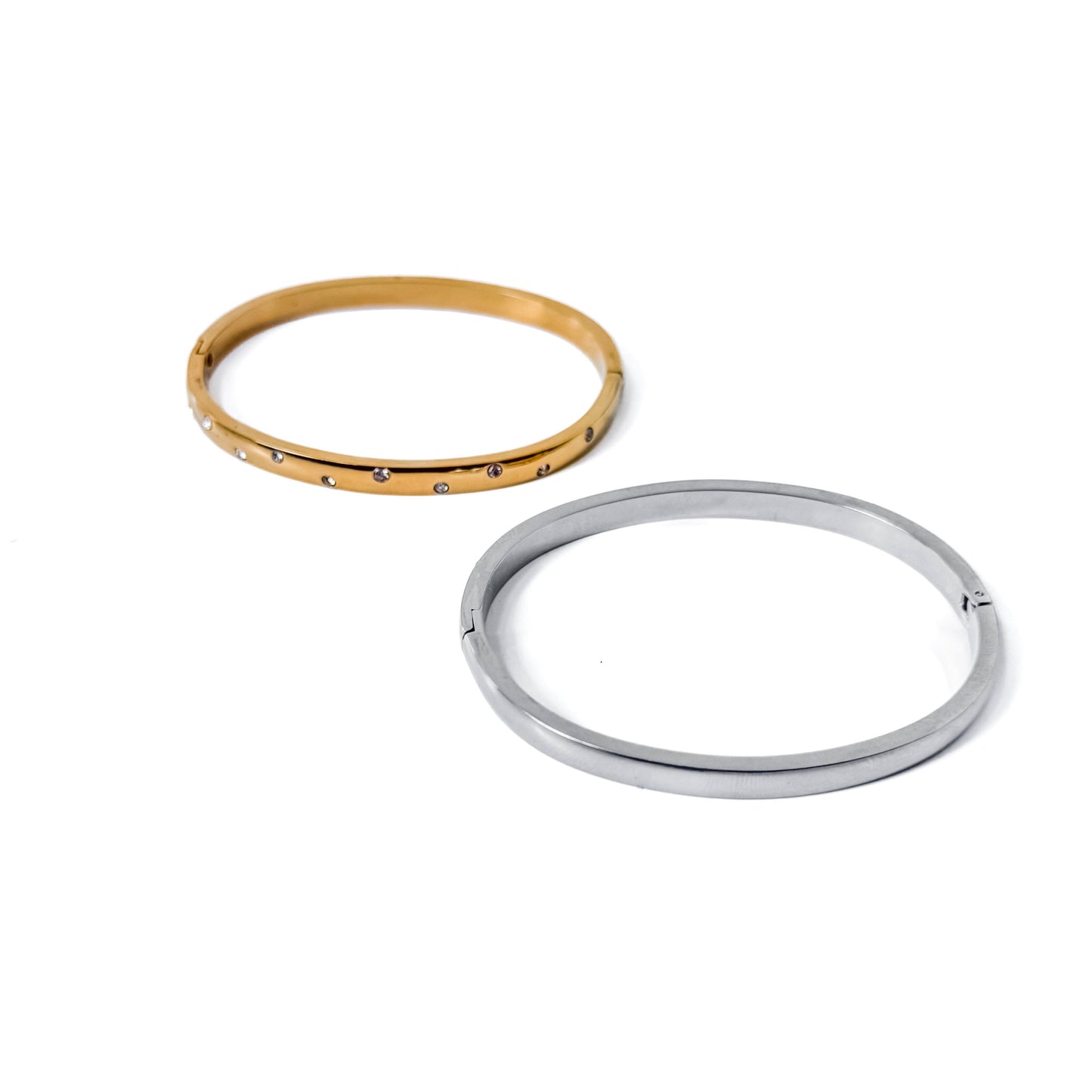 Crystal Hinged Bangle Gold