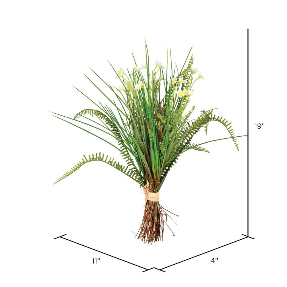 Vickerman 19" Artificial Daffaodil Bush.: Green / Plastic / 19"