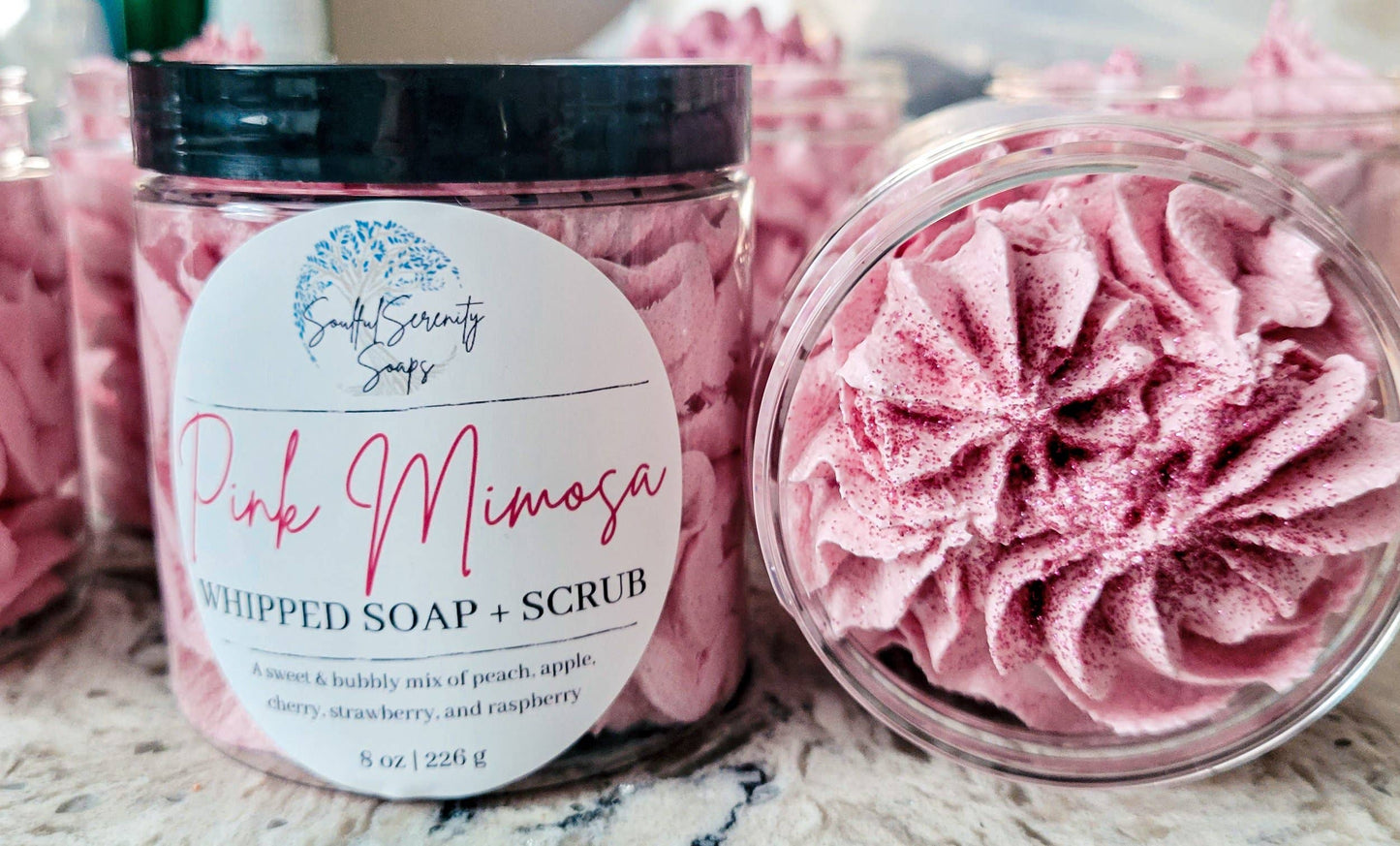 Pink Mimosa Whipped Soap + Scrub