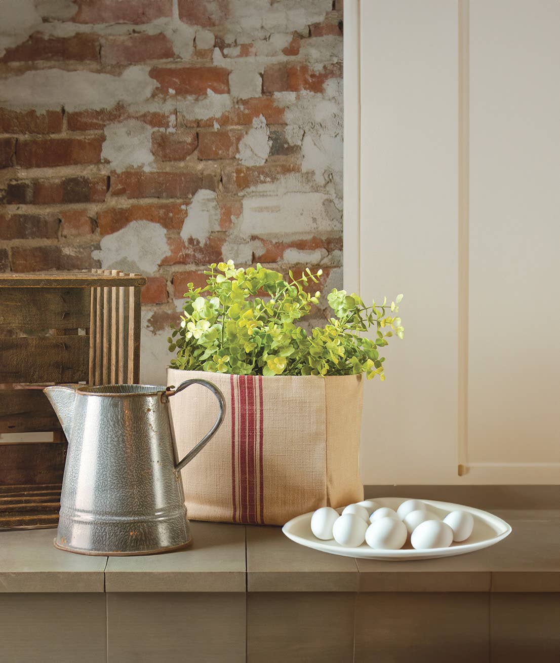 Farmhouse 6x6 Sesame Rosewood Cotton Storage Basket