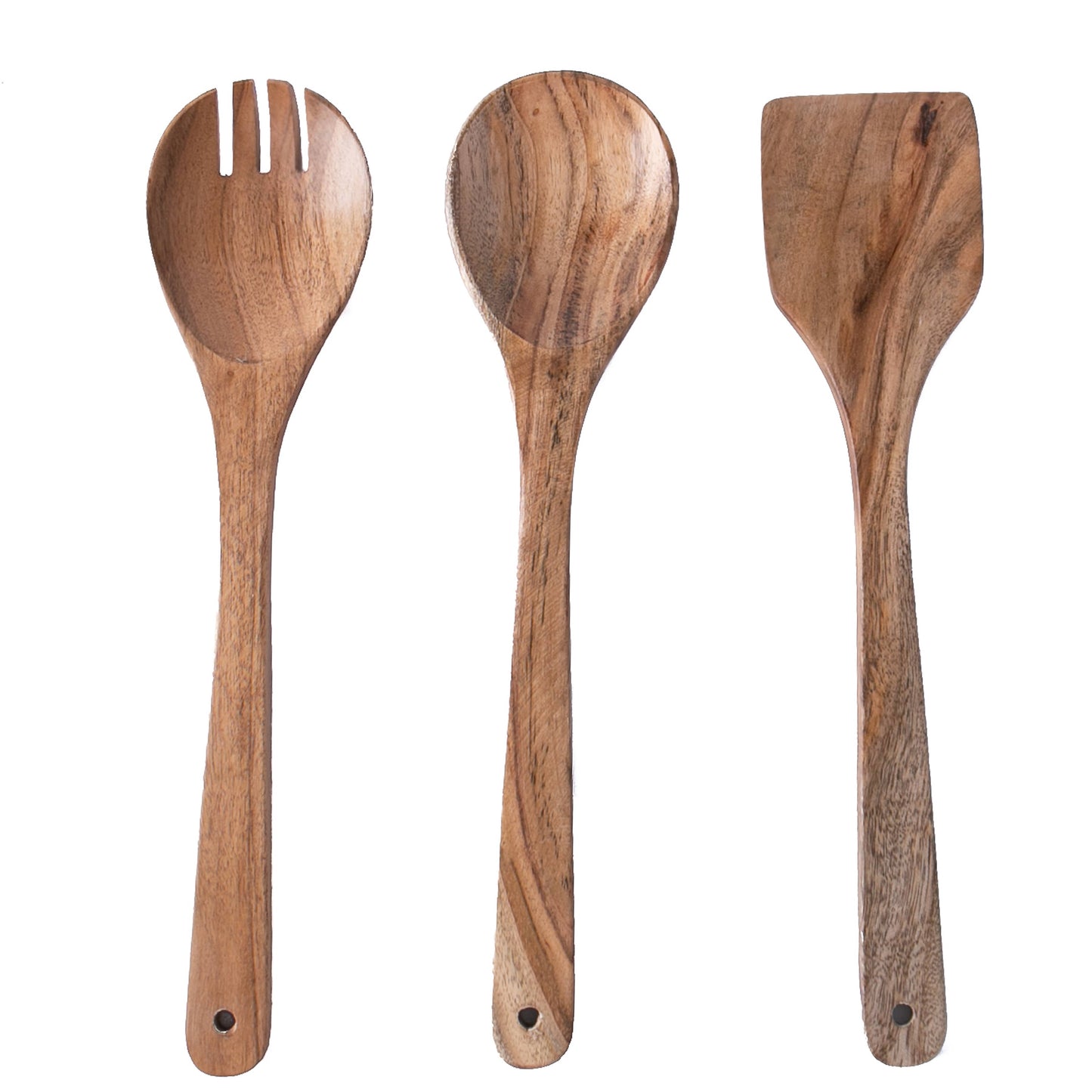 Artisan Wood 12 in Natural Acacia Wood Utensil Set of 3