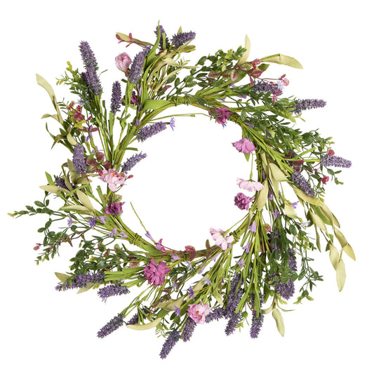 Vickerman 24" Purple Lilac Wild Flower Wreath Indoor only: Purple / 24"